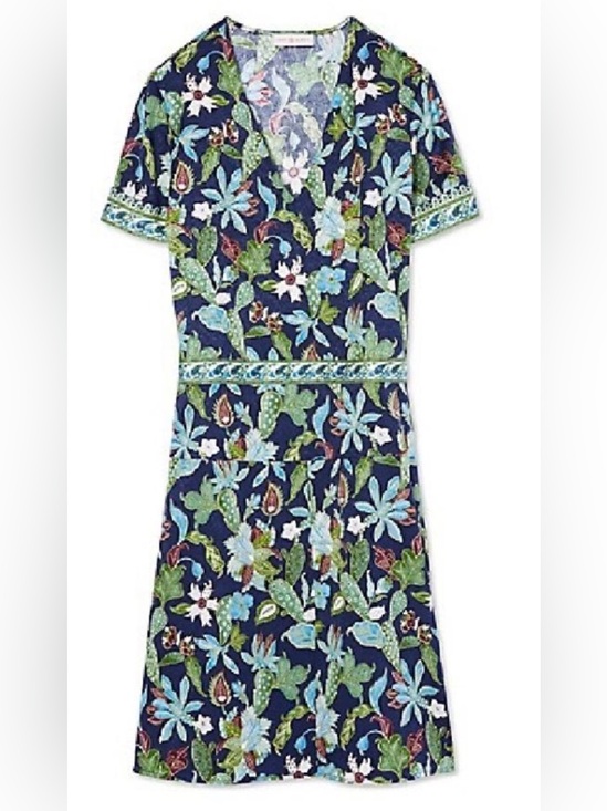 Tory Burch Dresses & Skirts - Tory Burch Garden Wisteria Floral Print Silk Dress Size 8